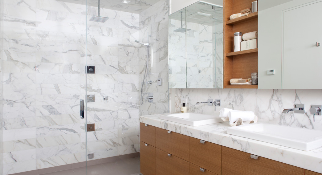 White Carrara Marble Bathroom Vanity 40